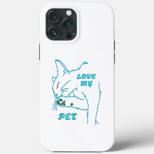 FUNDA PARA iPhone 13 PRO MAX AMO A MI CUTE AQUA MASCOTA CAT