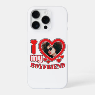 Funda Para iPhone 16 Pro Amo a mi novio foto de corazón rojo personalizada