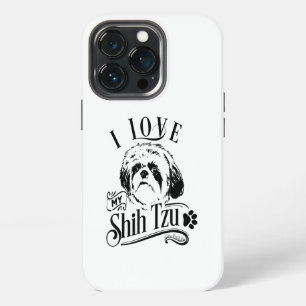 Funda Para iPhone 13 Pro Amo a mi Shih Tzu Animal de Estimación Lindo Pata