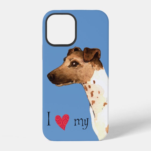 Funda Para iPhone Amo a mi Smooth Fox Terrier (Reverso )