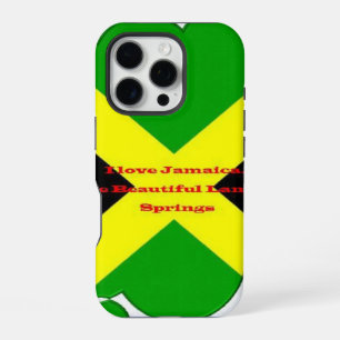 Funda Para iPhone 16 Pro Amo Jamaica Arte de Tipografía de Bandera Audaz
