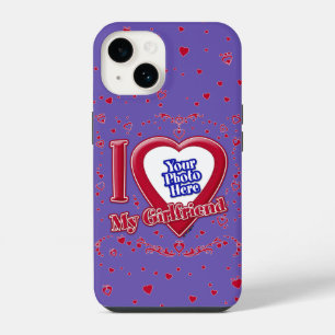 Funda Para iPhone 14 Amo Mi Novia Foto Corazón Rojo Púrpura