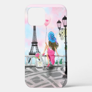 Funda Para iPhone 12 Amo París - Mujer Hermosa y Globo Aerostático de C