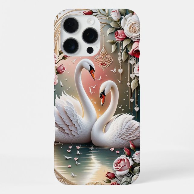 Funda Para iPhone Amor a los cisnes (Reverso )