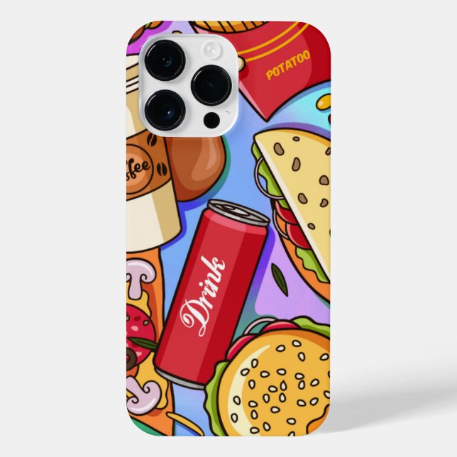 Funda Para iPhone Amor por la comida (Reverso)