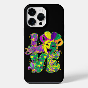 FUNDA PARA iPhone 14 PRO MAX AMOR Y MÁSCARA DEL MARDI VERDE AMOR DE PURPLE AMAR