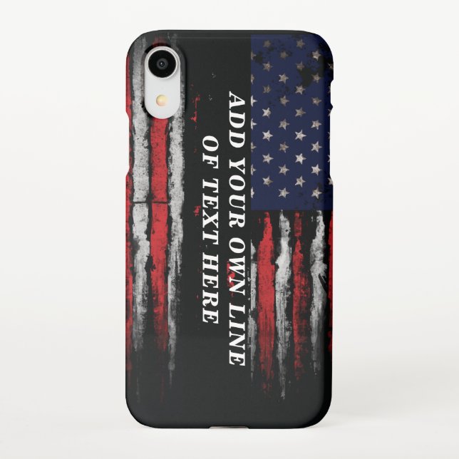 Funda Para iPhone Añadir tu propio texto a la bandera norteamericana (Reverso)