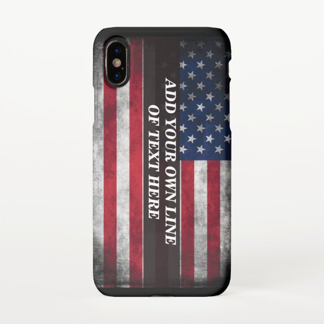 Funda Para iPhone Añadir tu texto a la bandera estadounidense (Reverso)