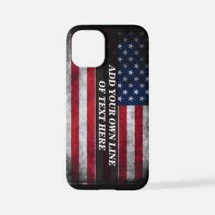 Funda Para iPhone 12 Mini Añadir tu texto a la bandera estadounidense