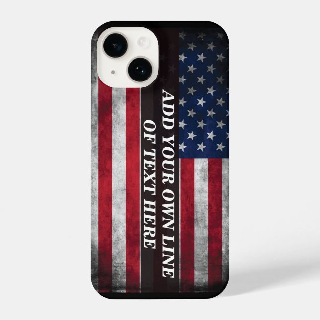 Funda Para iPhone Añadir tu texto a la bandera estadounidense (Reverso )