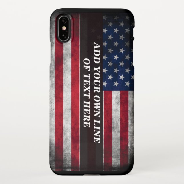 Funda Para iPhone Añadir tu texto a la bandera estadounidense (Reverso)