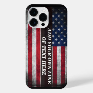 Funda Para iPhone 14 Pro Max Añadir tu texto a la bandera estadounidense