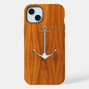 Anclaje Náutico Cromado en madera de teca