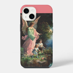 Funda Para iPhone 14 Ángel de la guarda protegiendo a los niños cerca d