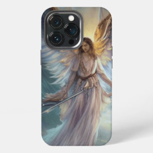 Funda Para iPhone 13 Pro Ángel de Protección en Agua Azul Acuarela Azul Cla