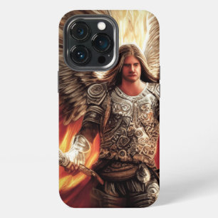 Funda Para iPhone 13 Pro Ángel de Protección en Armadura Acuarela Naranja