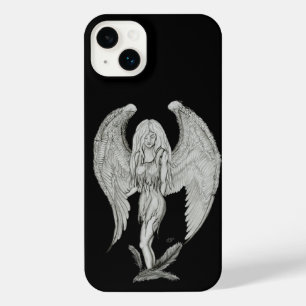 Funda Para iPhone 14 Plus Ángel - Diseño en blanco y negro