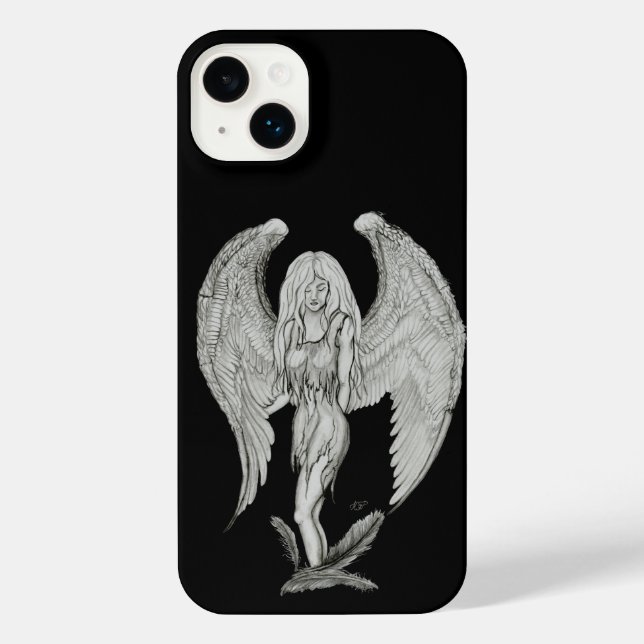 Funda Para iPhone Ángel - Diseño en blanco y negro (Reverso )