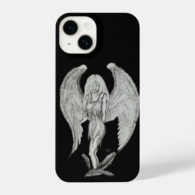 Funda Para iPhone Ángel - Diseño en blanco y negro (Reverso )