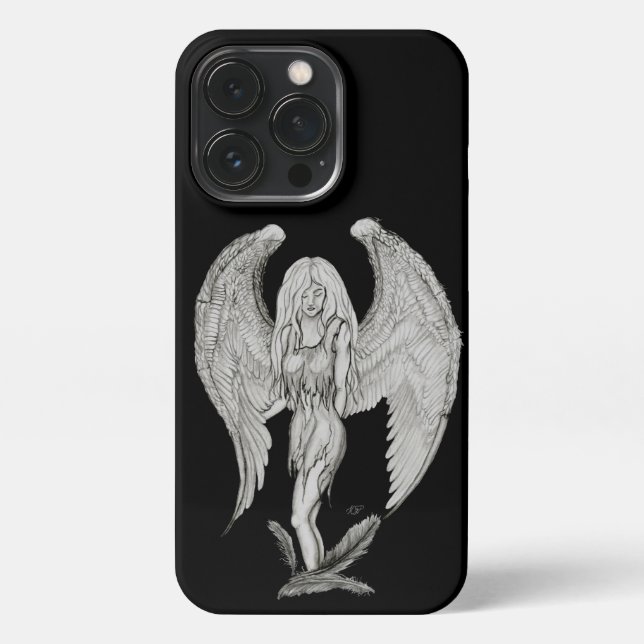 Funda Para iPhone Ángel - Diseño en blanco y negro (Reverso)