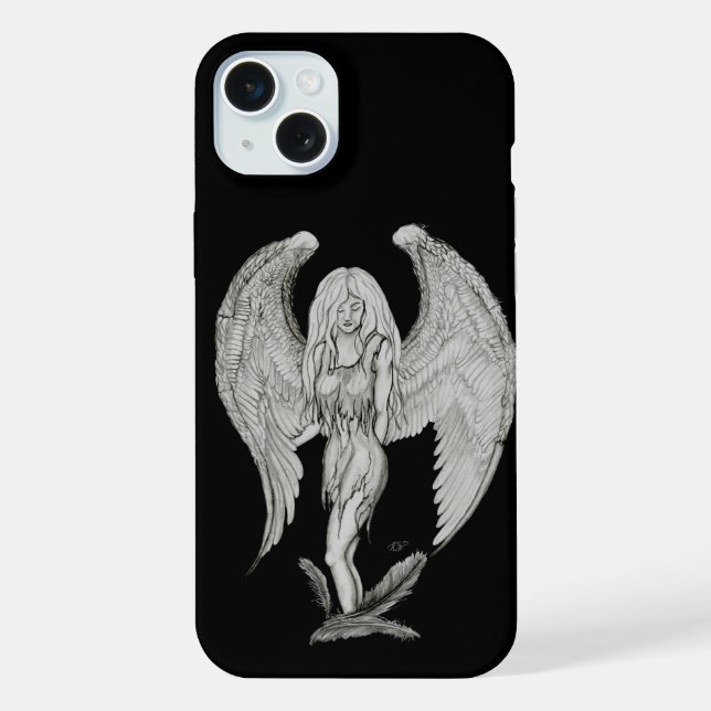 Funda Para iPhone Ángel - Diseño en blanco y negro (Reverso )
