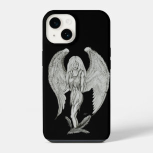 Funda Para iPhone 14 Ángel - Diseño en blanco y negro