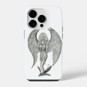 Funda Para iPhone 14 Pro Ángel - Diseño en Blanco y Negro