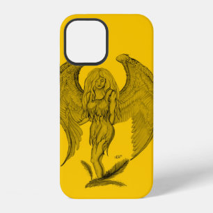 Funda Para iPhone 12 Ángel - diseño negro y amarillo