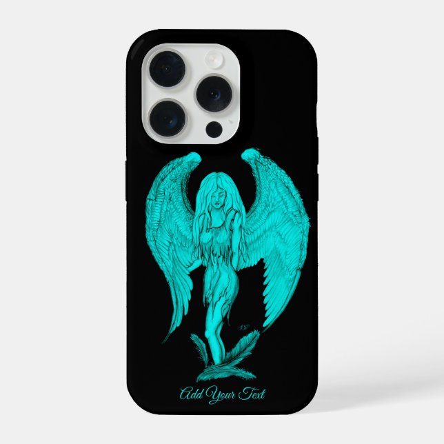 Funda Para iPhone Ángel, diseño negro y verde (Reverso )