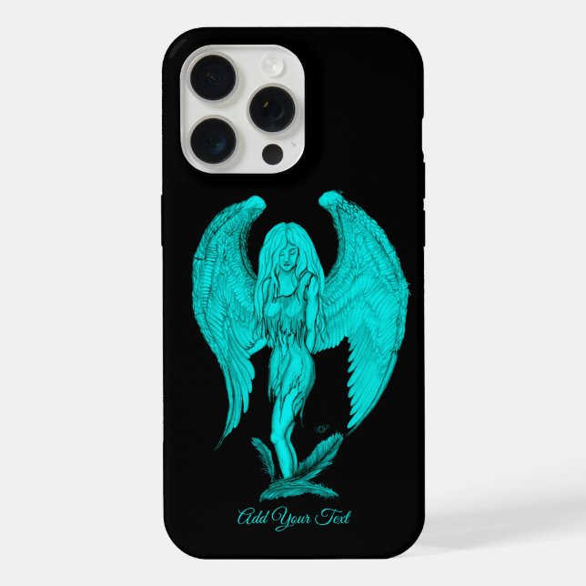 Funda Para iPhone Ángel, diseño negro y verde (Reverso )