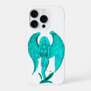 Funda Para iPhone 16 Pro Ángel, diseño negro y verde