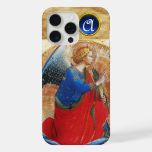 ÁNGEL EN MONOGRAMA DE GEMAS ROJO Y AZUL ORO