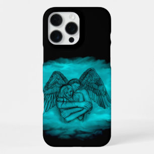 Funda Para iPhone 16 Pro Max Ángel Eros enamorado en diseño negro y verde