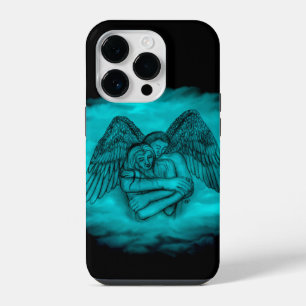 Funda Para iPhone 14 Pro Ángel Eros enamorado en diseño negro y verde