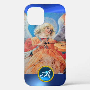 Funda Para iPhone 12 ANGEL MUSICAL, Monograma de zafiro azul