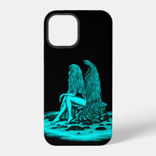 Funda Para iPhone 12 Ángel, perdido en el pensamiento, negro y verde Di