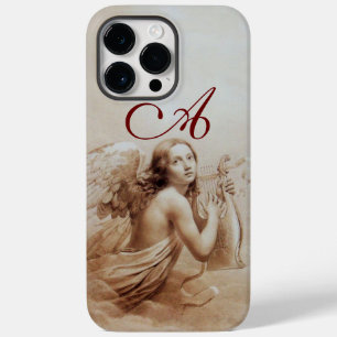 Funda Para iPhone 14 Pro Max ÁNGEL TOCANDO LA LIRA SOBRE LAS NUBES monograma ma
