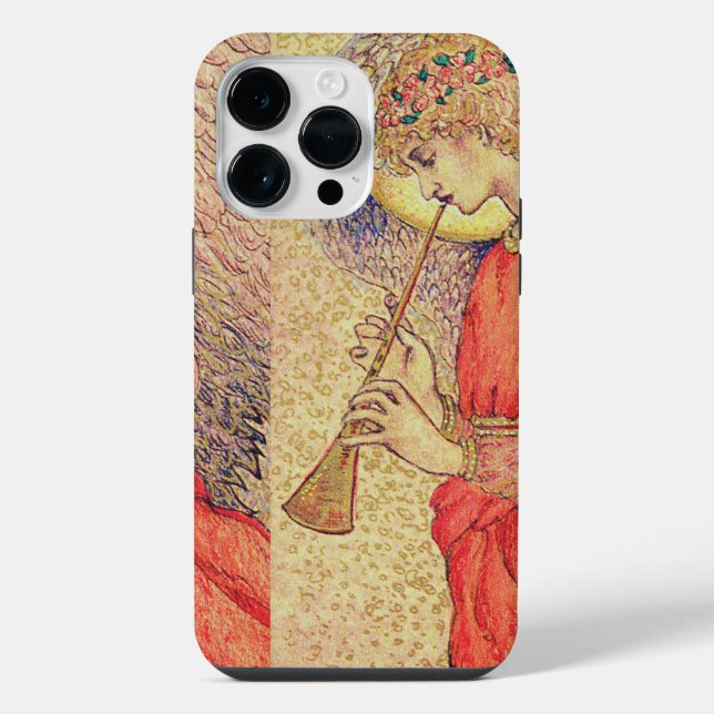 Funda Para iPhone Ángel tocando una flauta dulce (Reverso )