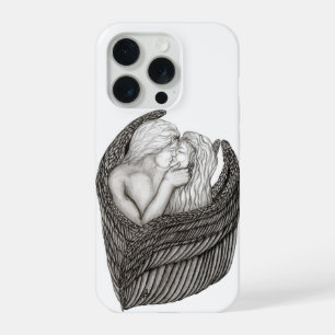 Ángeles besándose, diseño en blanco y negro
