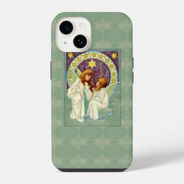 Funda Para iPhone Ángeles Con Flores De Estrellas (Reverso )