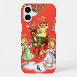 Funda Para iPhone 16 Plus Ángeles de Navidad Retro Vintage