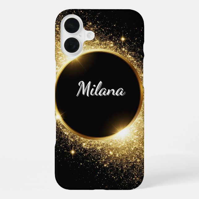 Funda Para iPhone Anillo Purpurina dorado (Reverso )
