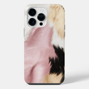 Funda Para iPhone 14 Pro Max Animal Piel de vaca negro de oro blanco rosado de