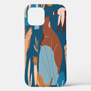 Funda Para iPhone 12 Animales de bosque, diseño sin costura.