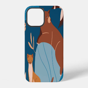 Funda Para iPhone 12 Animales de bosque, diseño sin costura.