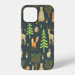 Funda Para iPhone 12 Animales del bosque vintage, patrón infantil.