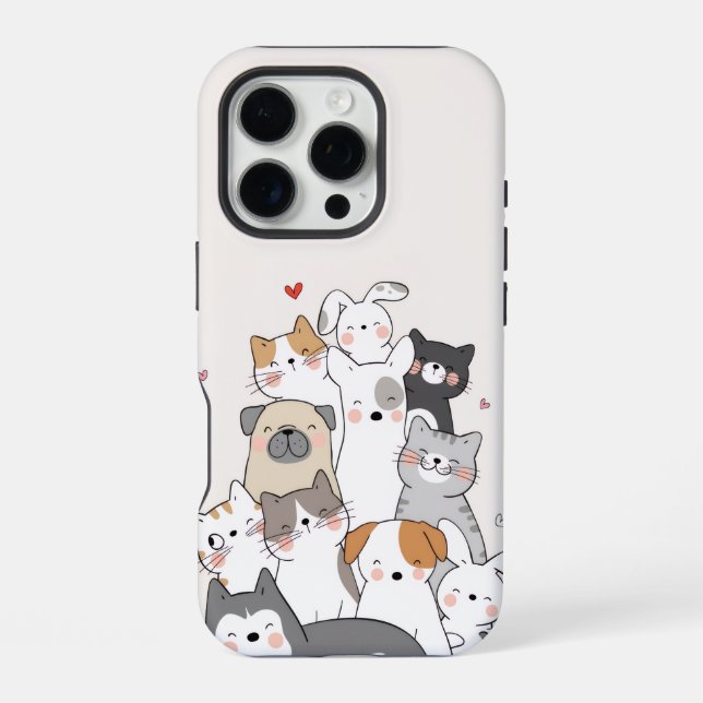 Funda Para iPhone animales lindos (Reverso )