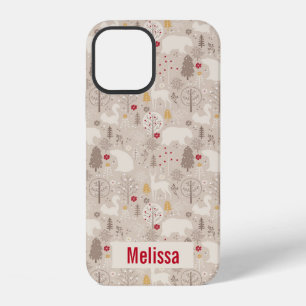 Funda Para iPhone 12 Animales Lindos del Bosque Patrón Nórdico