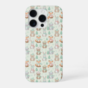 Funda Para iPhone 16 Pro Animales Navideños Adorables Patrón Continuo