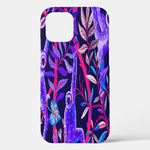 Funda Para iPhone 12 Animales tropicales: patrón de monos azules.